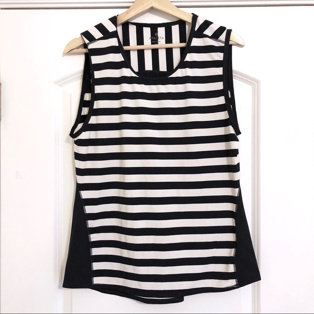 Athleta Bundle! Grey & Navy Striped Workout Tank - Picture 1 of 7